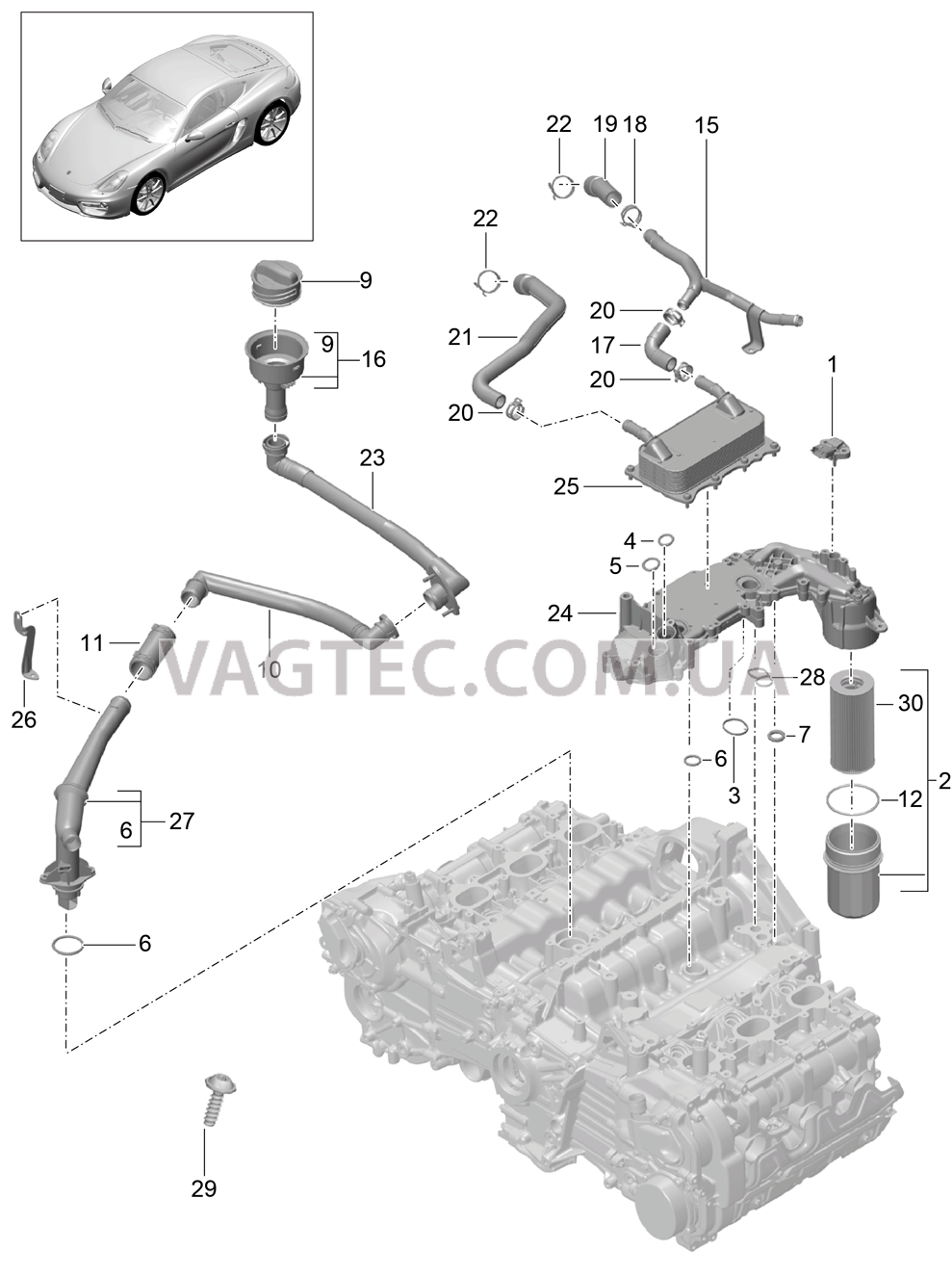 104-005 Система смазки для PORSCHE Cayman 2014-2016USA