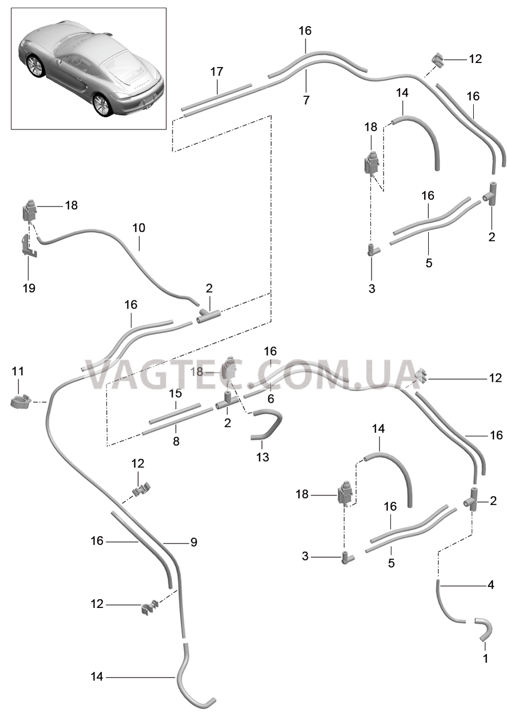 107-015 Вакуумная система, Двигатель для PORSCHE Cayman 2014-2016