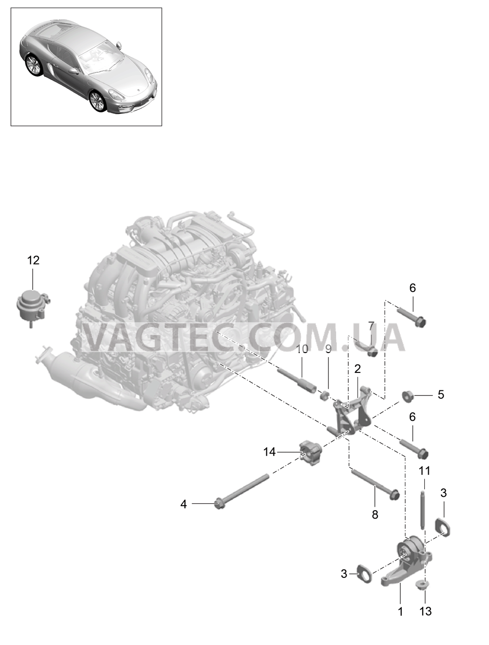 109-000 Подвеска двигателя для PORSCHE Cayman 2014-2016USA