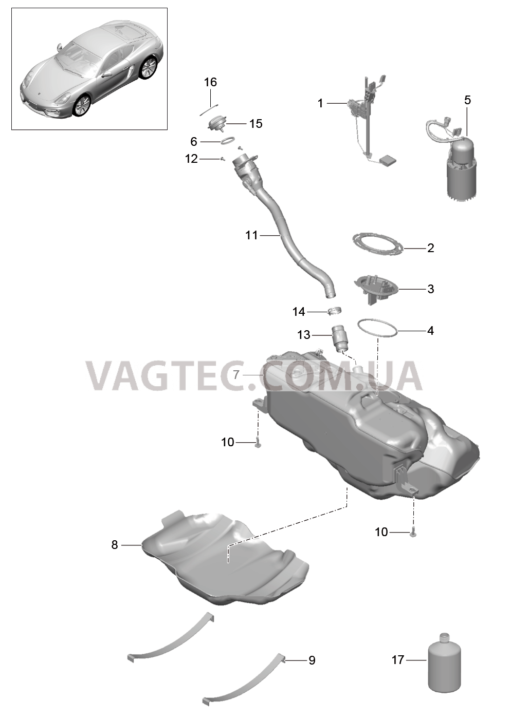 201-000 Топливный резервуар для PORSCHE Cayman 2014-2016