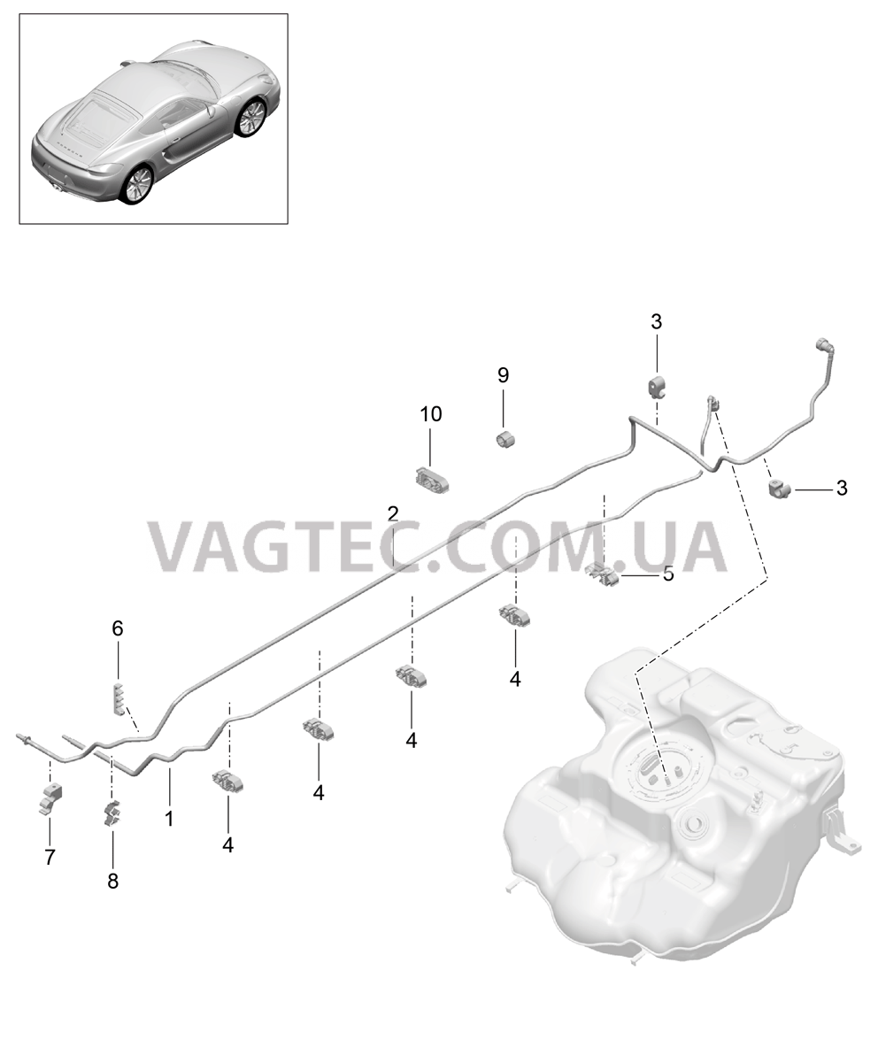 201-005 Топливная система, передний для PORSCHE Cayman 2014-2016