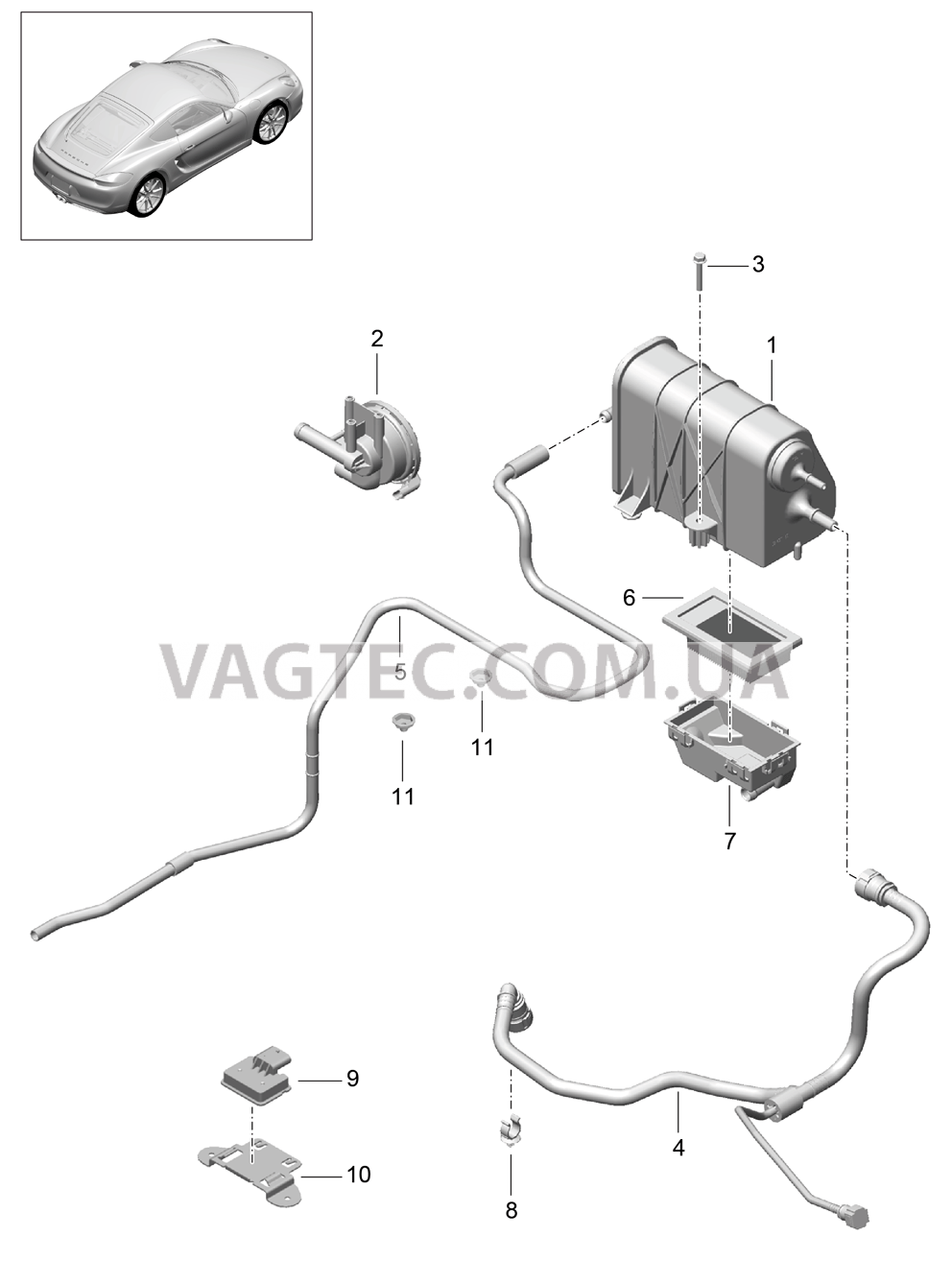 201-020 Резервуар с активир.углем для PORSCHE Cayman 2014-2016