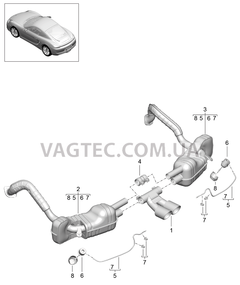 202-005 Выпускная система, Спорт
						
						IXLF для PORSCHE Cayman 2014-2016USA