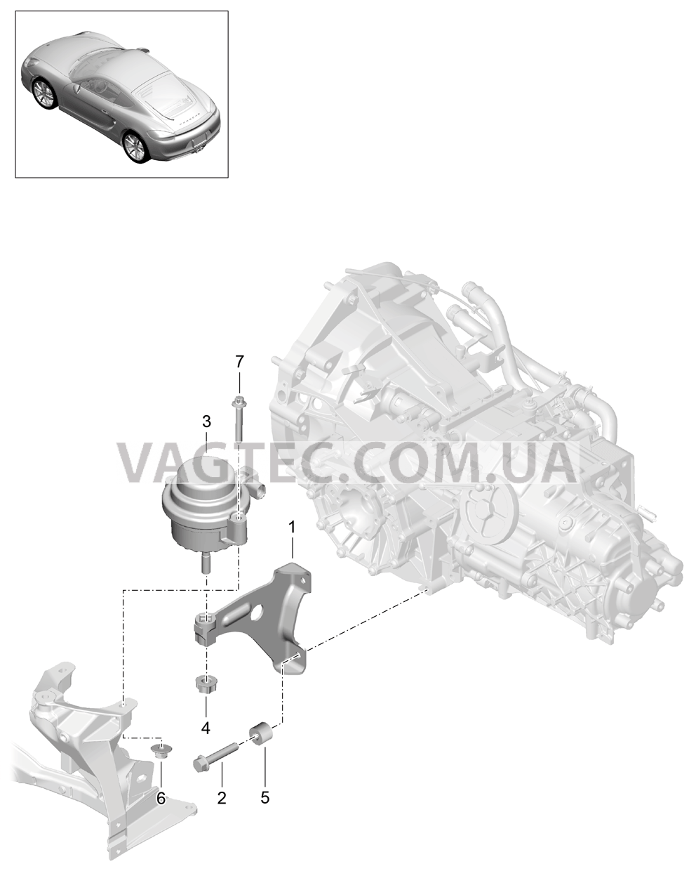 306-000 Подвеска коробки передач, Резьбовое соед., Двигатель для PORSCHE Cayman 2014-2016USA