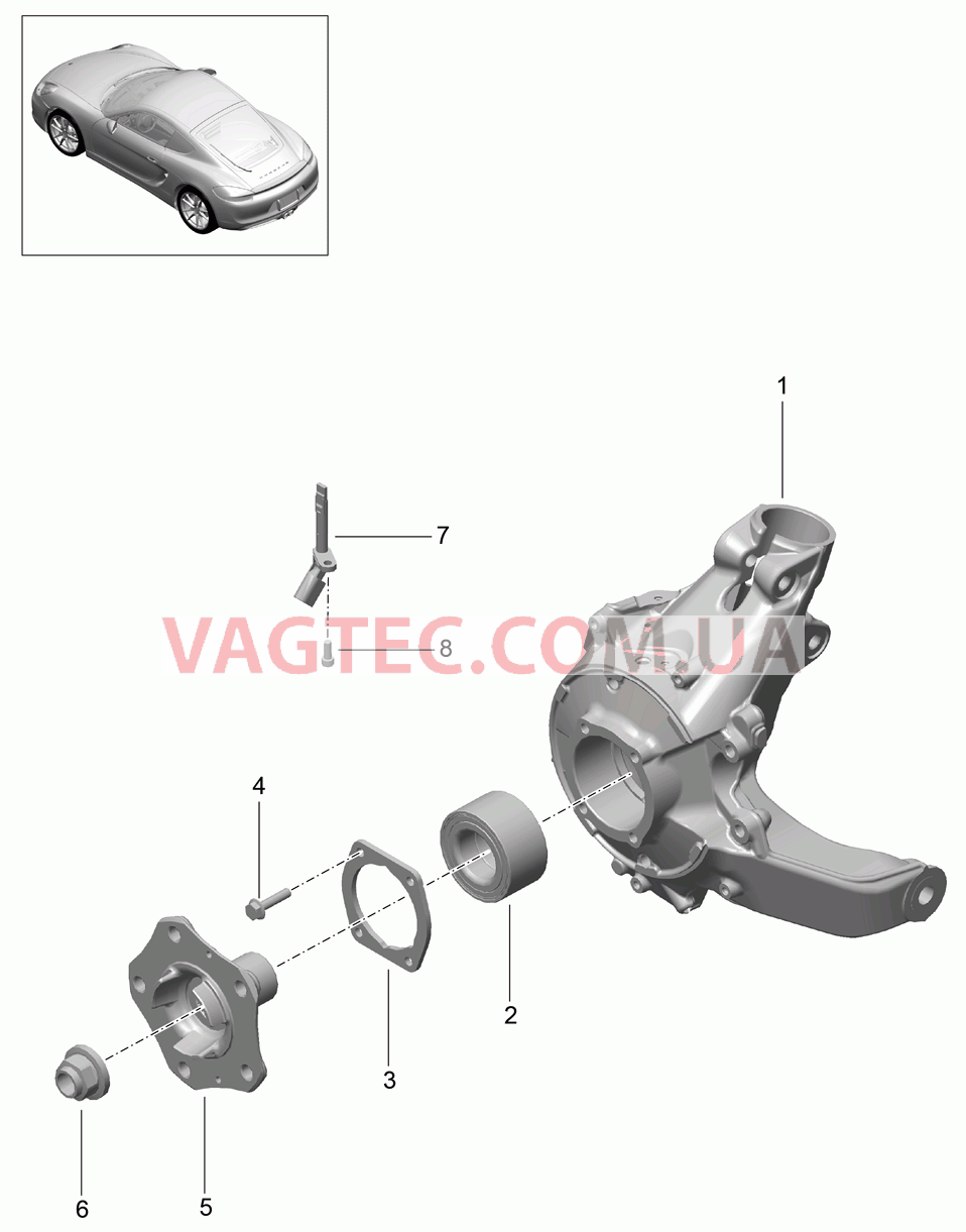 501-000 Задняя ось, Корпус подшипника ступицы, Ступица для PORSCHE Cayman 2014-2016