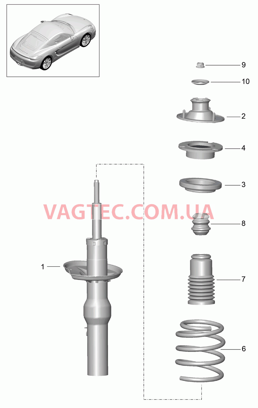 502-000 Амортизатор, Витая пружина для PORSCHE Cayman 2014-2016