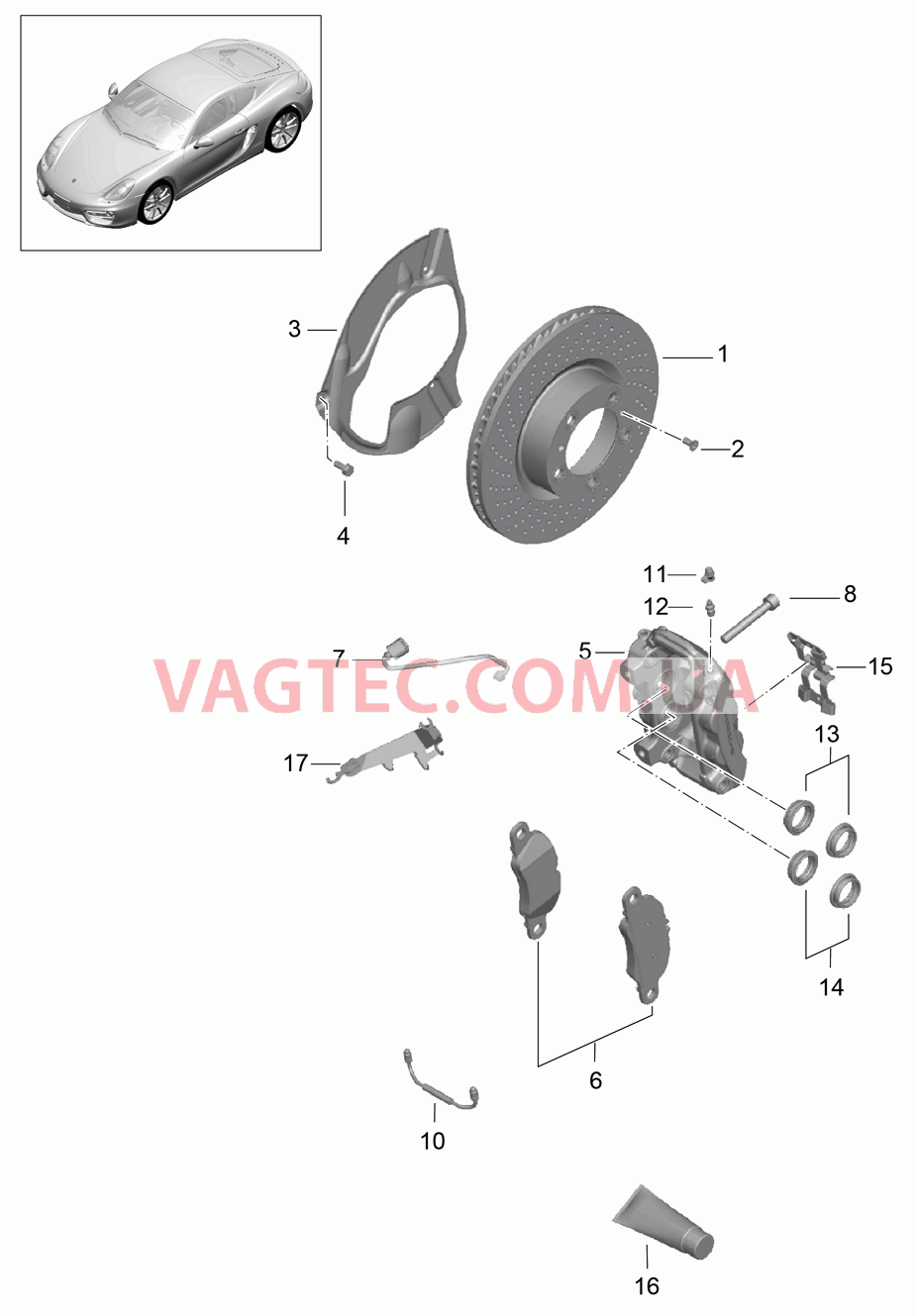 602-000 Дисковой тормоз, Передняя ось для PORSCHE Cayman 2014-2016USA