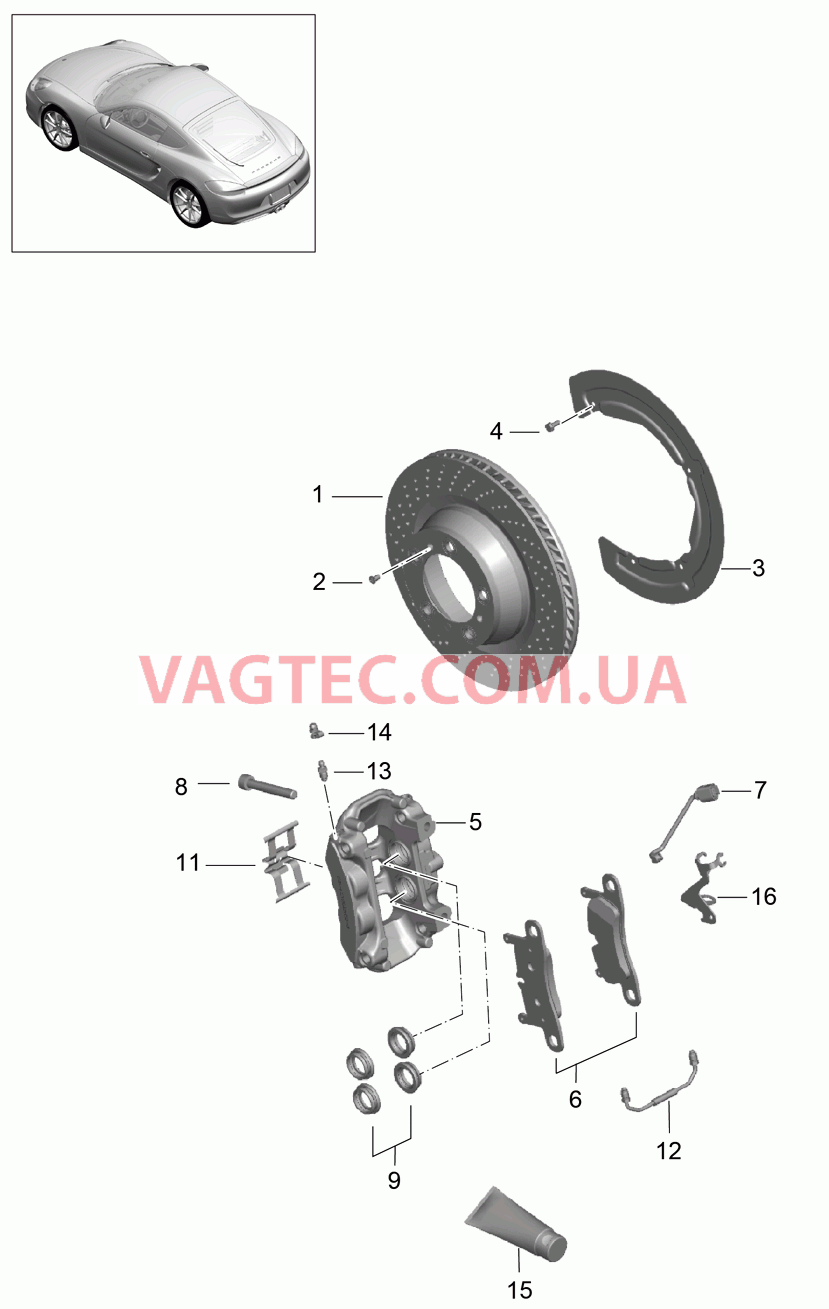 603-000 Дисковой тормоз, Задняя ось для PORSCHE Cayman 2014-2016USA