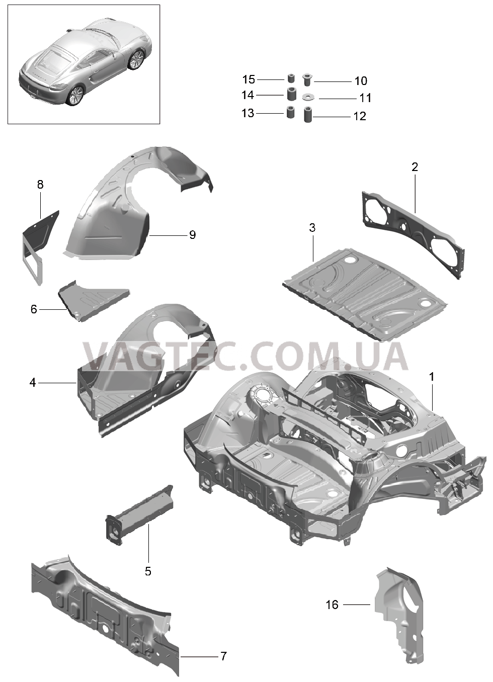 801-035 Задняя подвеска для PORSCHE Cayman 2014-2016