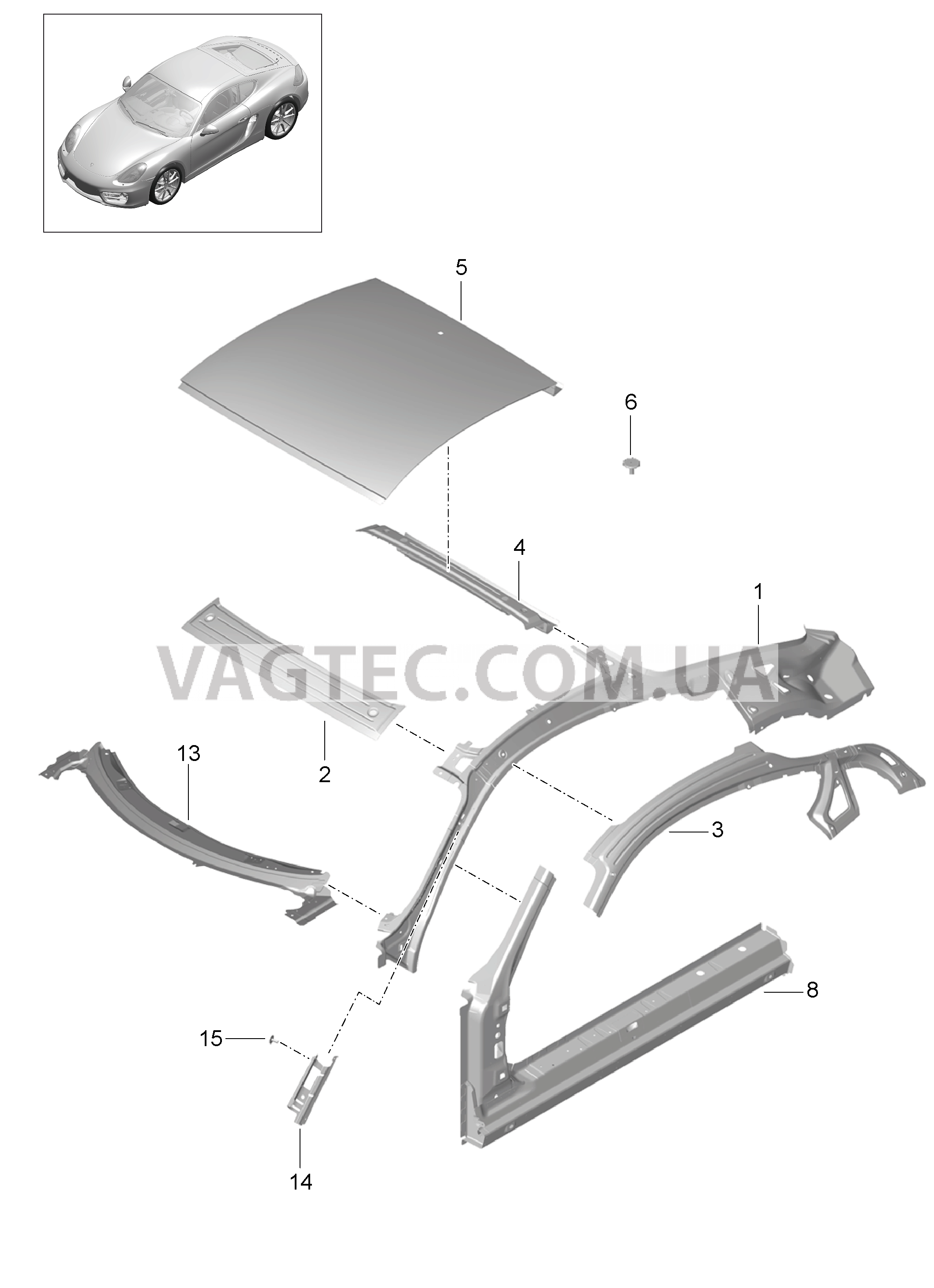 801-045 Крыша, Обтекатель для PORSCHE Cayman 2014-2016USA