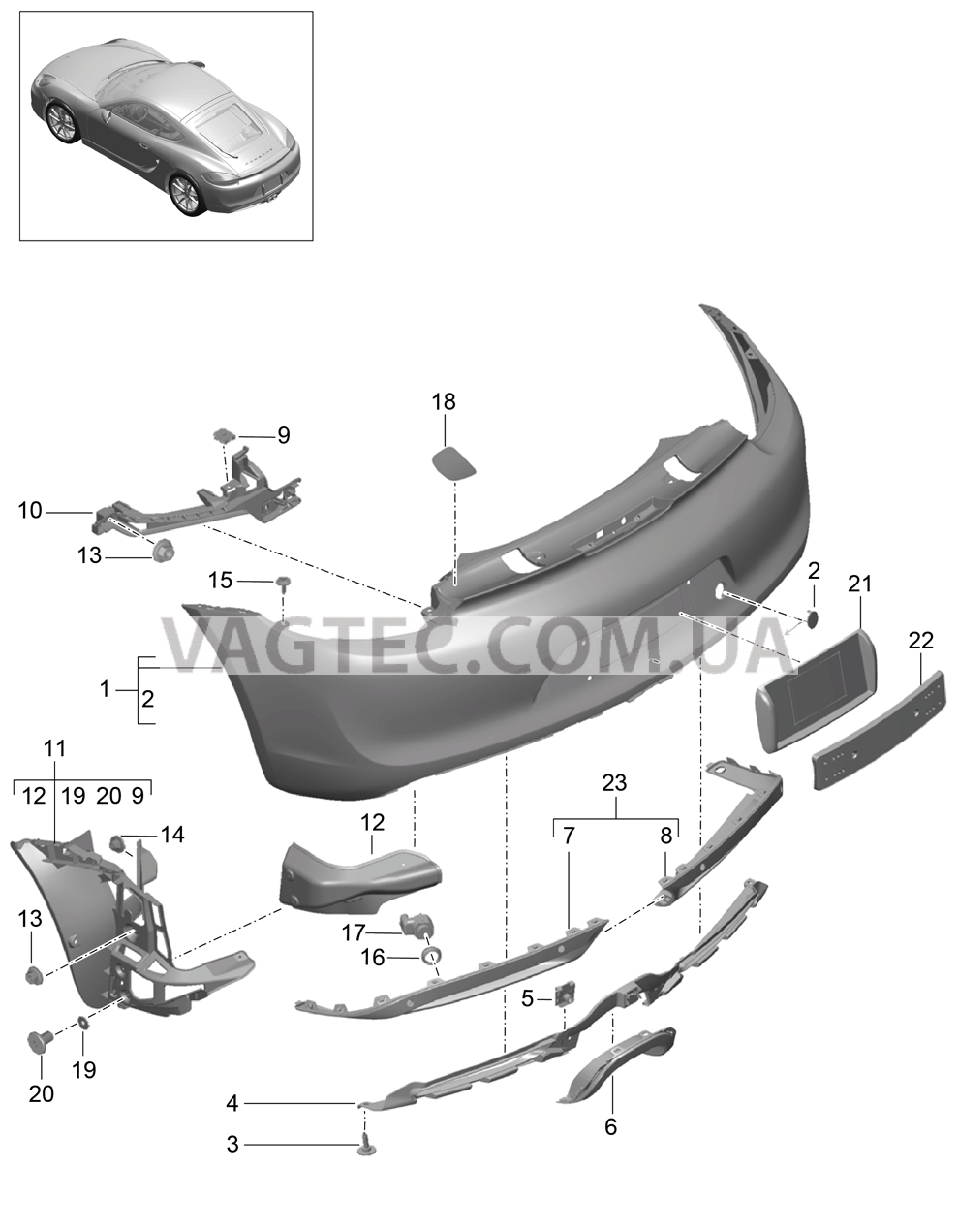 802-010 Бампер, задний
						
						-IXAT/-I011 для PORSCHE Cayman 2014-2016USA