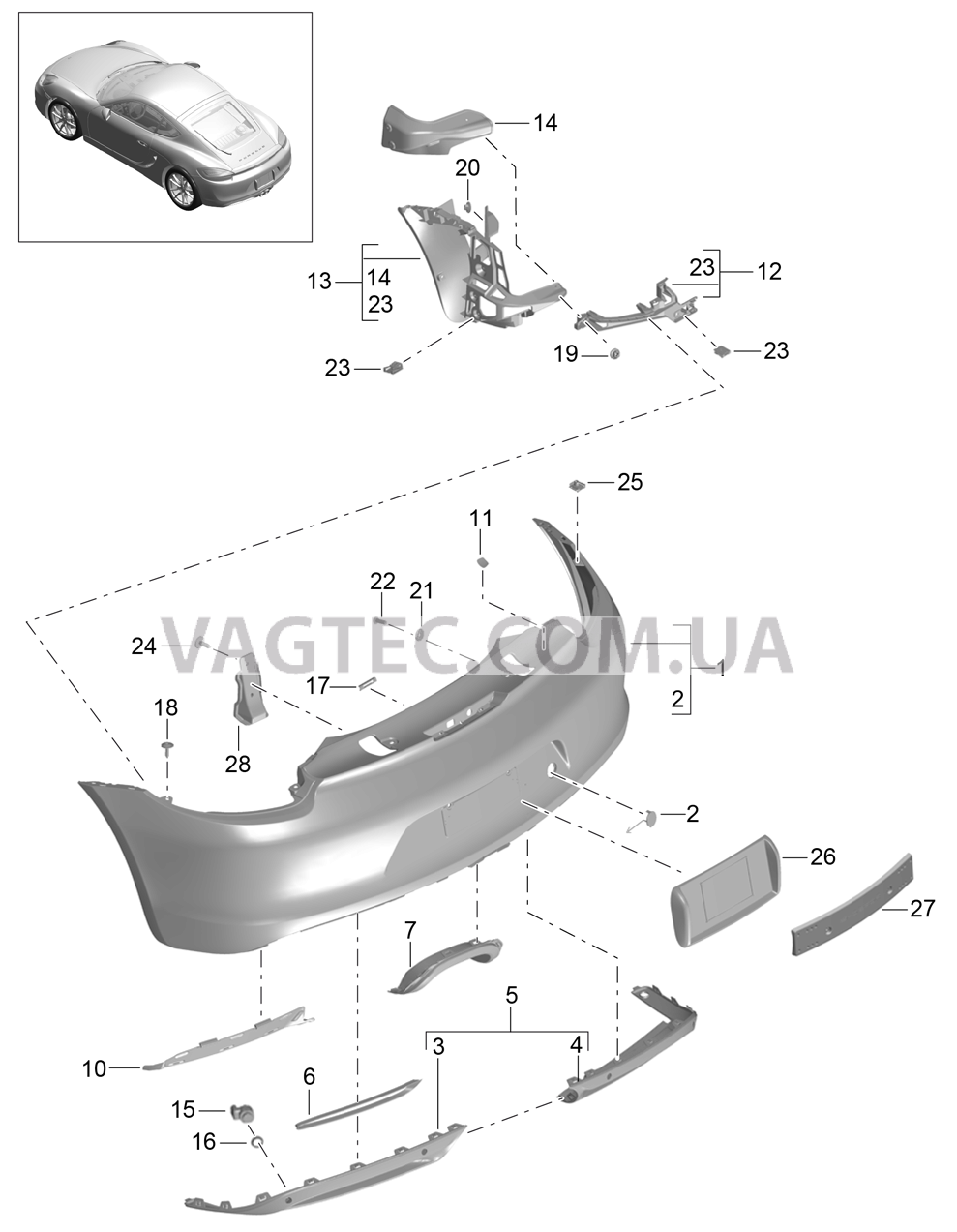 802-011 Бампер, задний
						
						I011 для PORSCHE Cayman 2014-2016