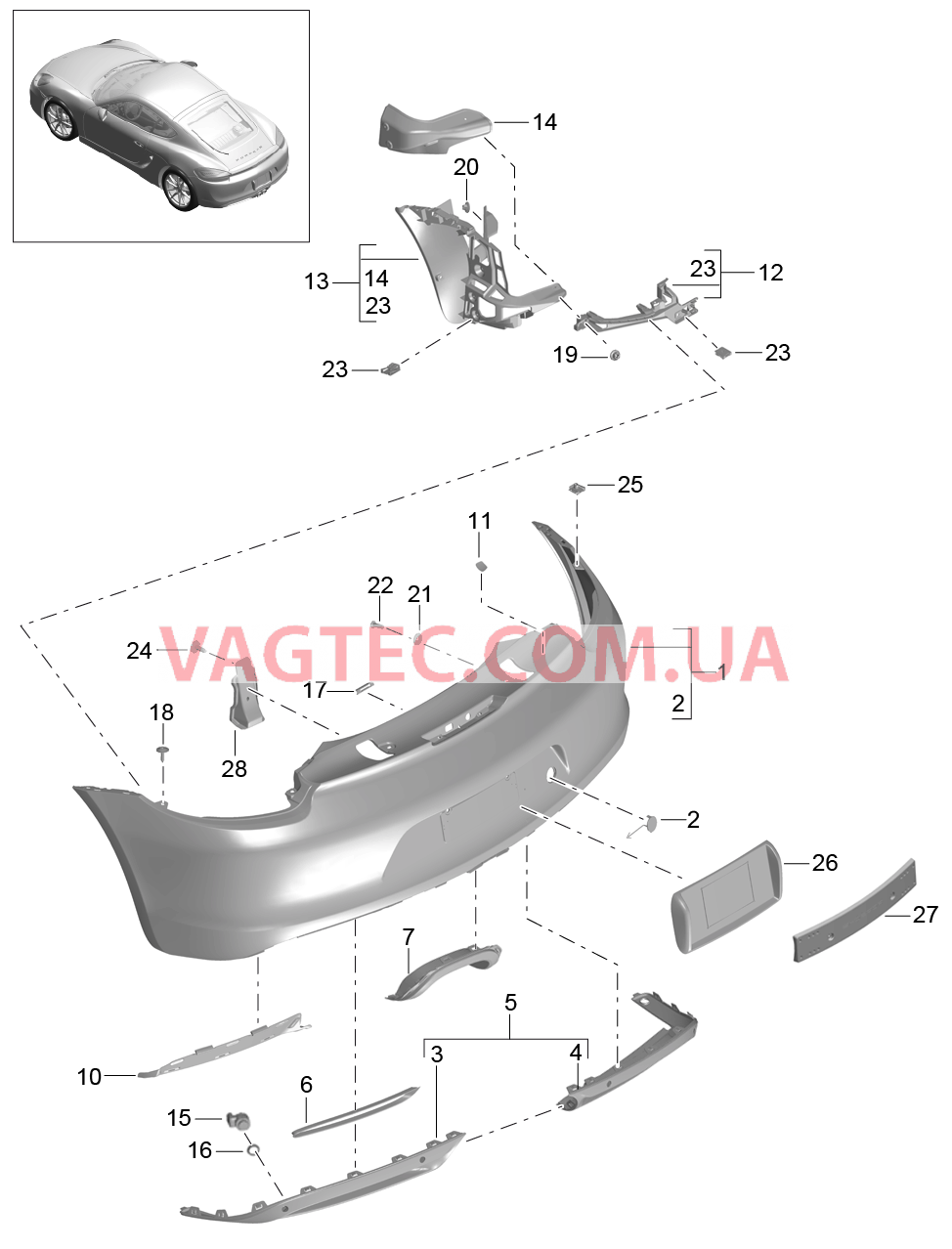 802-012 Бампер, задний
						
						IXAT для PORSCHE Cayman 2014-2016USA