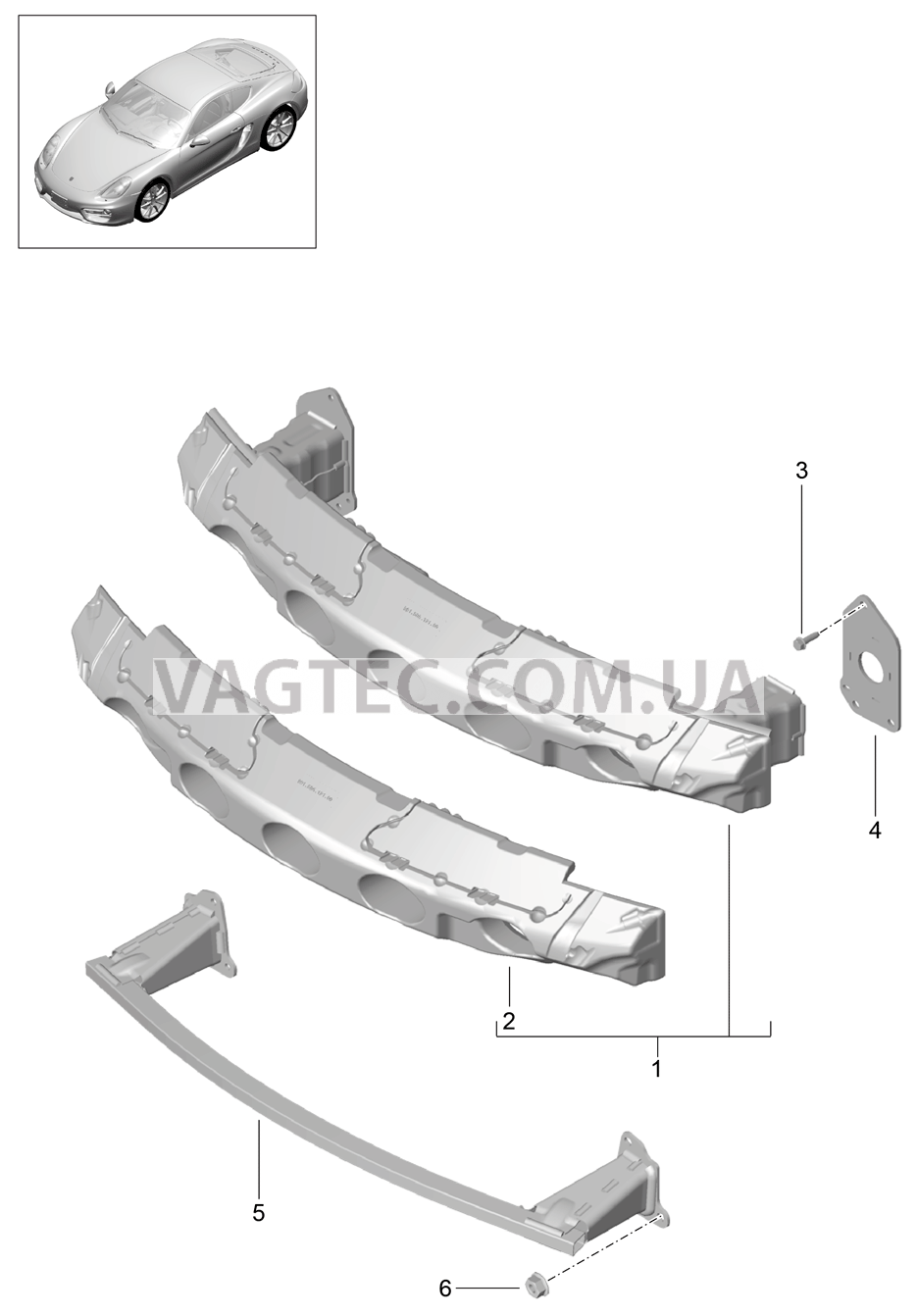 802-020 Кронштейн бампера, передний для PORSCHE Cayman 2014-2016USA