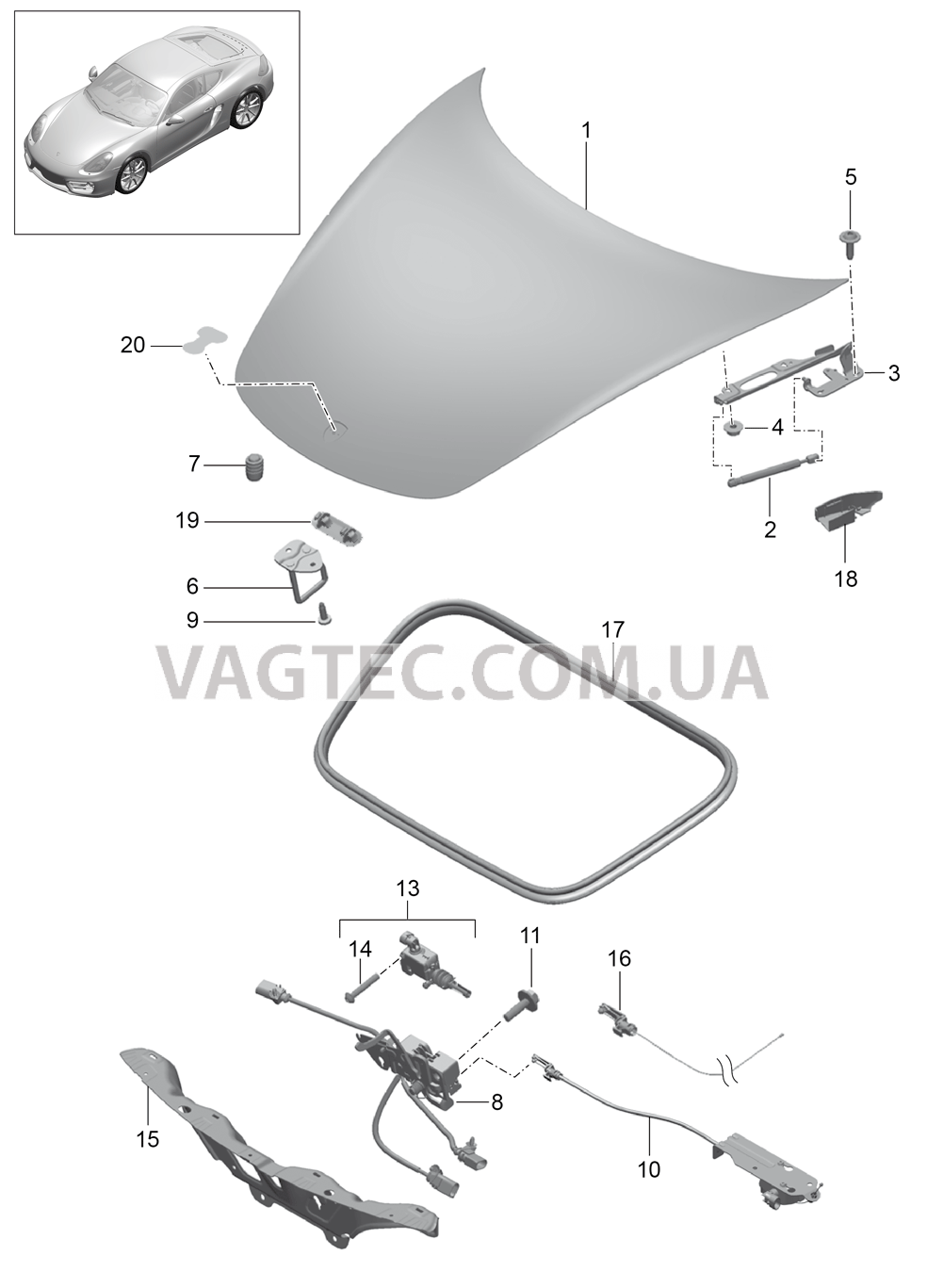 803-000 Крышка, передний для PORSCHE Cayman 2014-2016