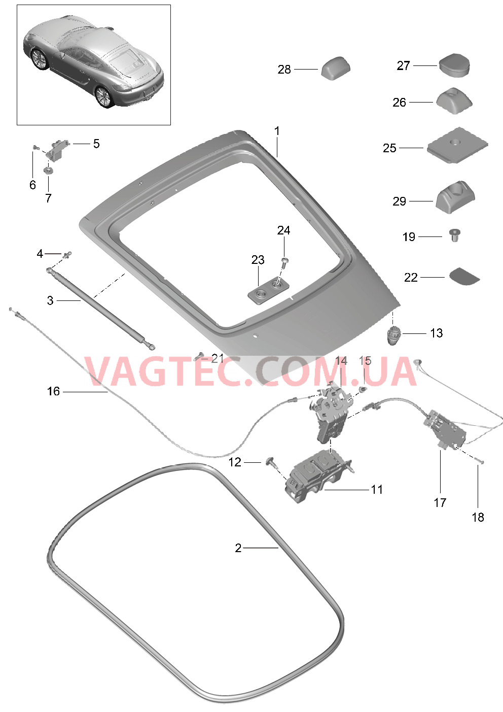 803-005 Крышка, задний для PORSCHE Cayman 2014-2016USA