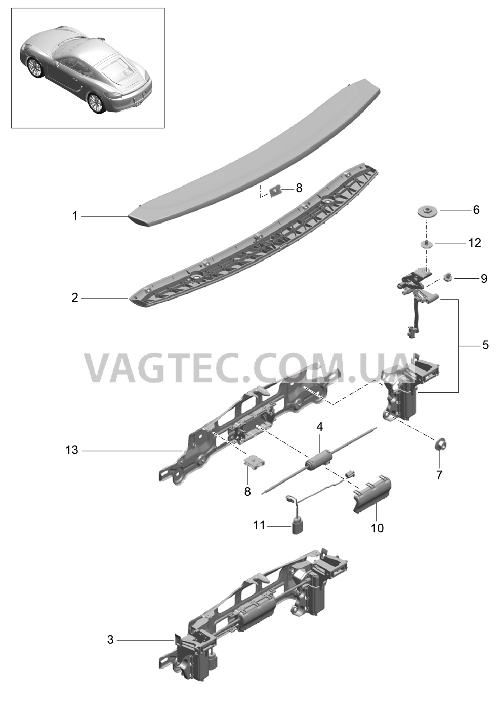 803-007 Задний спойлер для PORSCHE Cayman 2014-2016USA