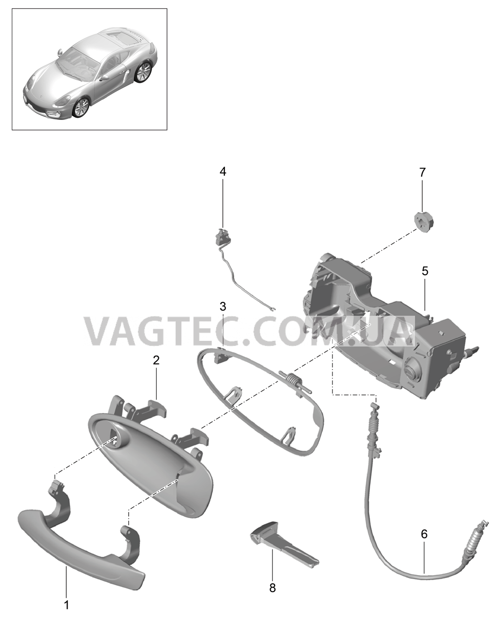 804-020 Рукоятка двери для PORSCHE Cayman 2014-2016