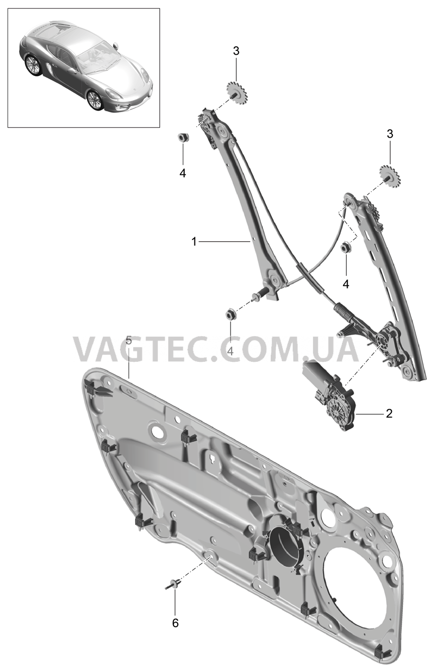 804-030 Стеклоподъемник для PORSCHE Cayman 2014-2016USA