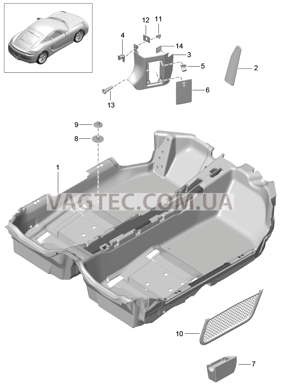 807-010 Накладка на днище для PORSCHE Cayman 2014-2016