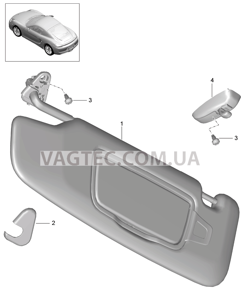 807-065 Солнцезащитные козырьки для PORSCHE Cayman 2014-2016USA