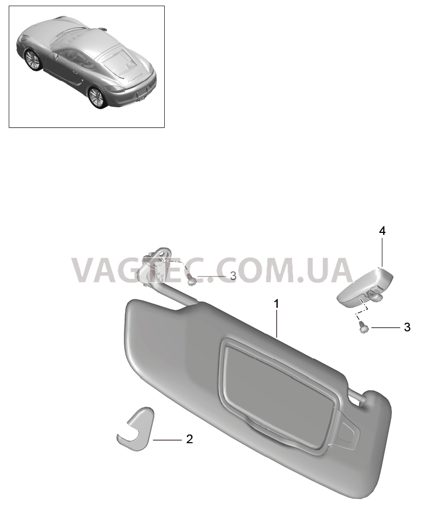 807-067 Солнцезащитные козырьки для PORSCHE Cayman 2014-2016USA