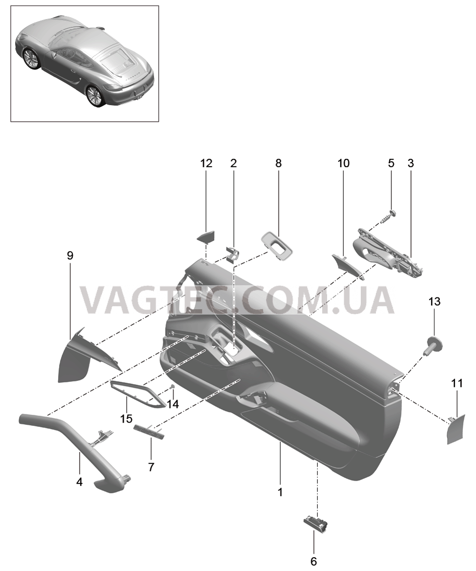 808-000 Обшивка двери, Детали, Искусственная кожа
						
						-I788/-I980, -I981/I811 для PORSCHE Cayman 2014-2016