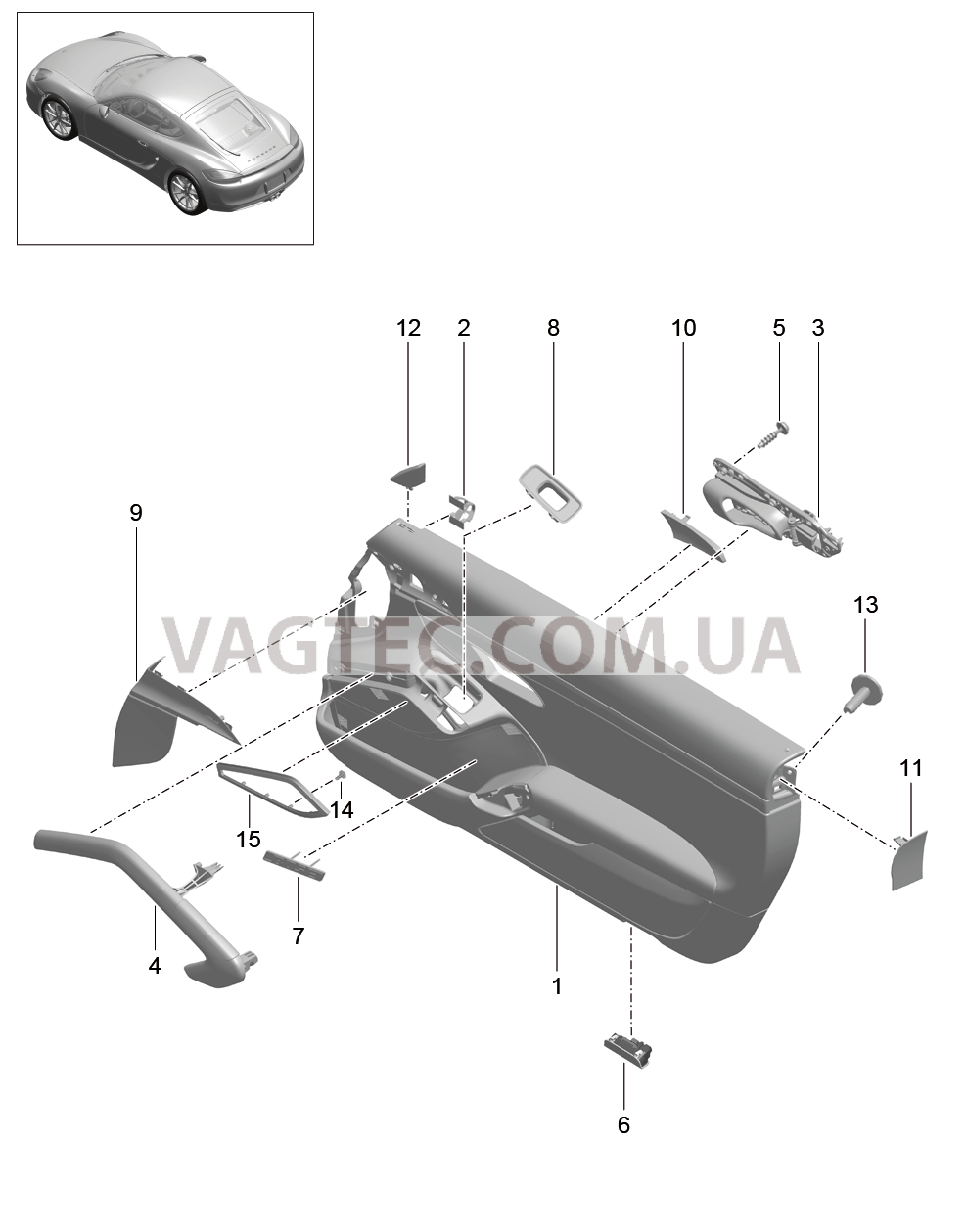 808-001 Обшивка двери, Детали, Искусственная кожа, Кожан. пакет
						
						-I788/-I981, I811/980 для PORSCHE Cayman 2014-2016