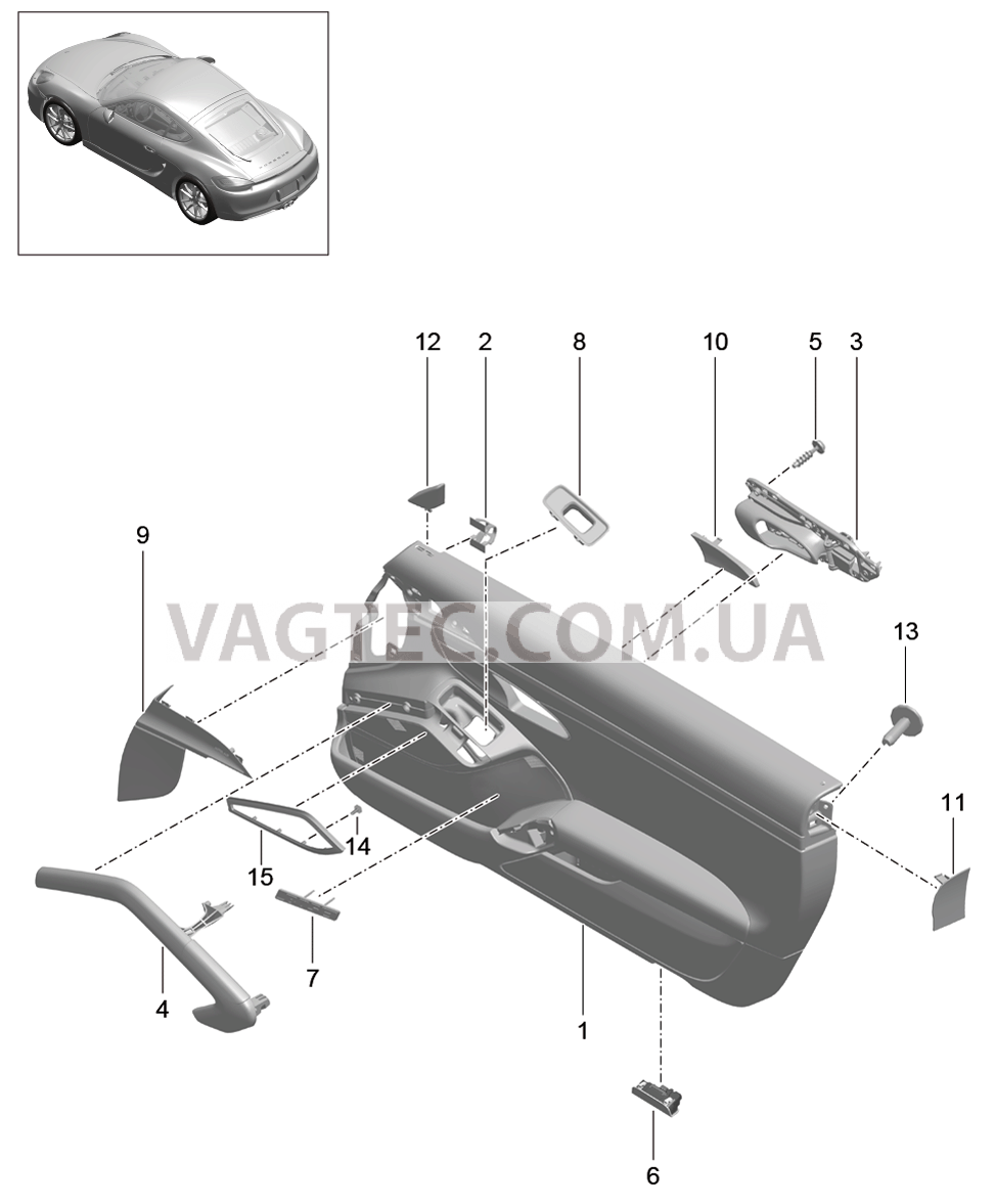 808-005 Обшивка двери, Детали, Кожезаменитель
						
						-I980/-I981, I788/811 для PORSCHE Cayman 2014-2016USA