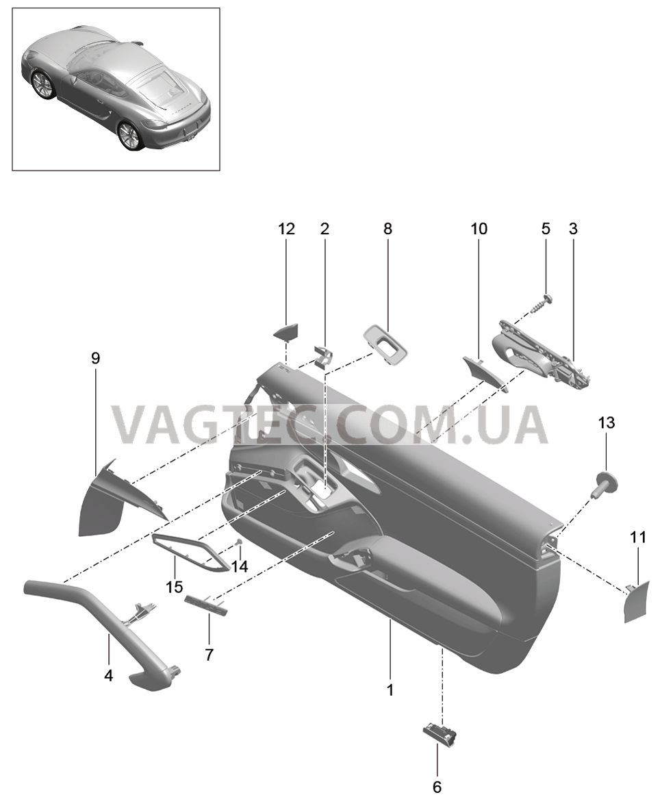 808-015 Обшивка двери, Детали, Кожа
						
						I788/812/981 для PORSCHE Cayman 2014-2016