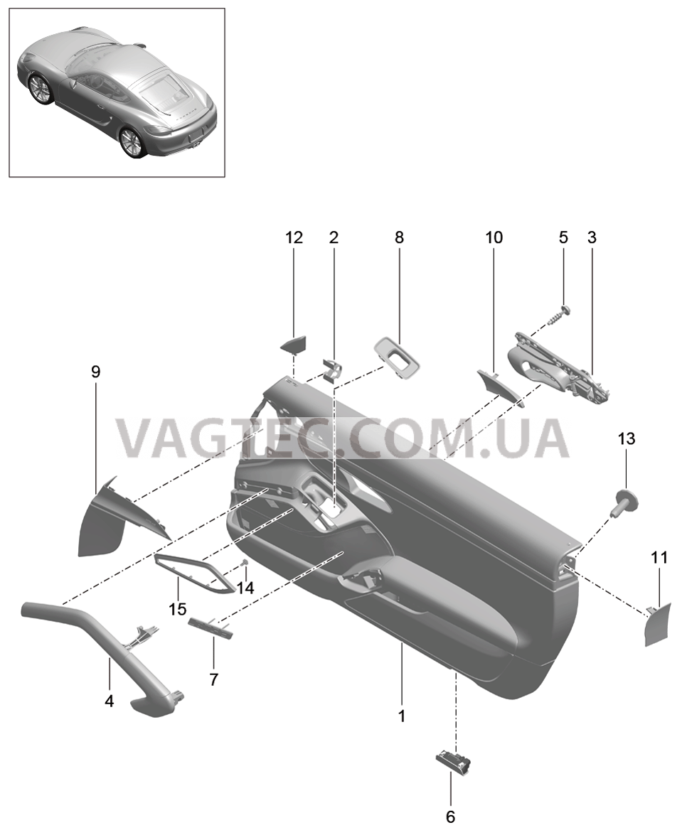 808-020 Обшивка двери, Детали, Декоративн.панель, Кожа
						
						-I788/IXWA, I981 для PORSCHE Cayman 2014-2016