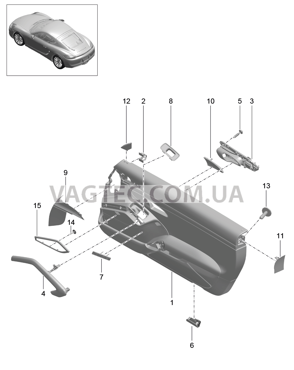 808-095 Обшивка двери, Кожа/, Алькантара, Декоративн.панель, в, Цвет кузова, окрашен.
						
						IXWE/975/981 для PORSCHE Cayman 2014-2016USA