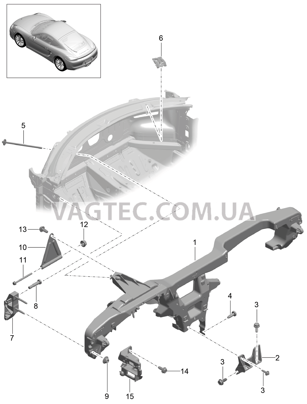 809-015 Несущий элемент, Панель приборов для PORSCHE Cayman 2014-2016USA