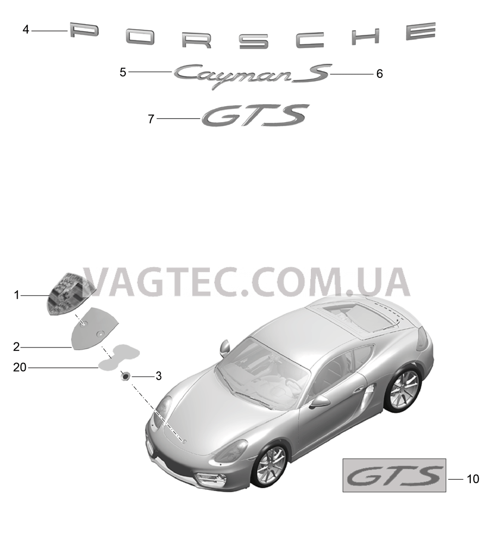 810-000 Надписи, Декоративные обшивки, Пленка защиты от камней для PORSCHE Cayman 2014-2016USA