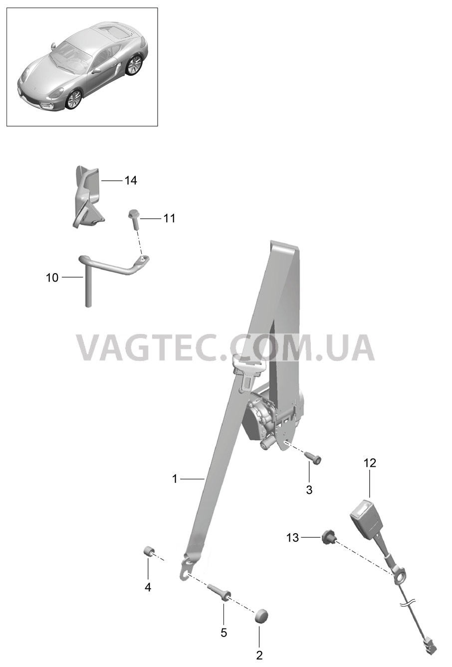 812-000 Ремень безопасности для PORSCHE Cayman 2014-2016