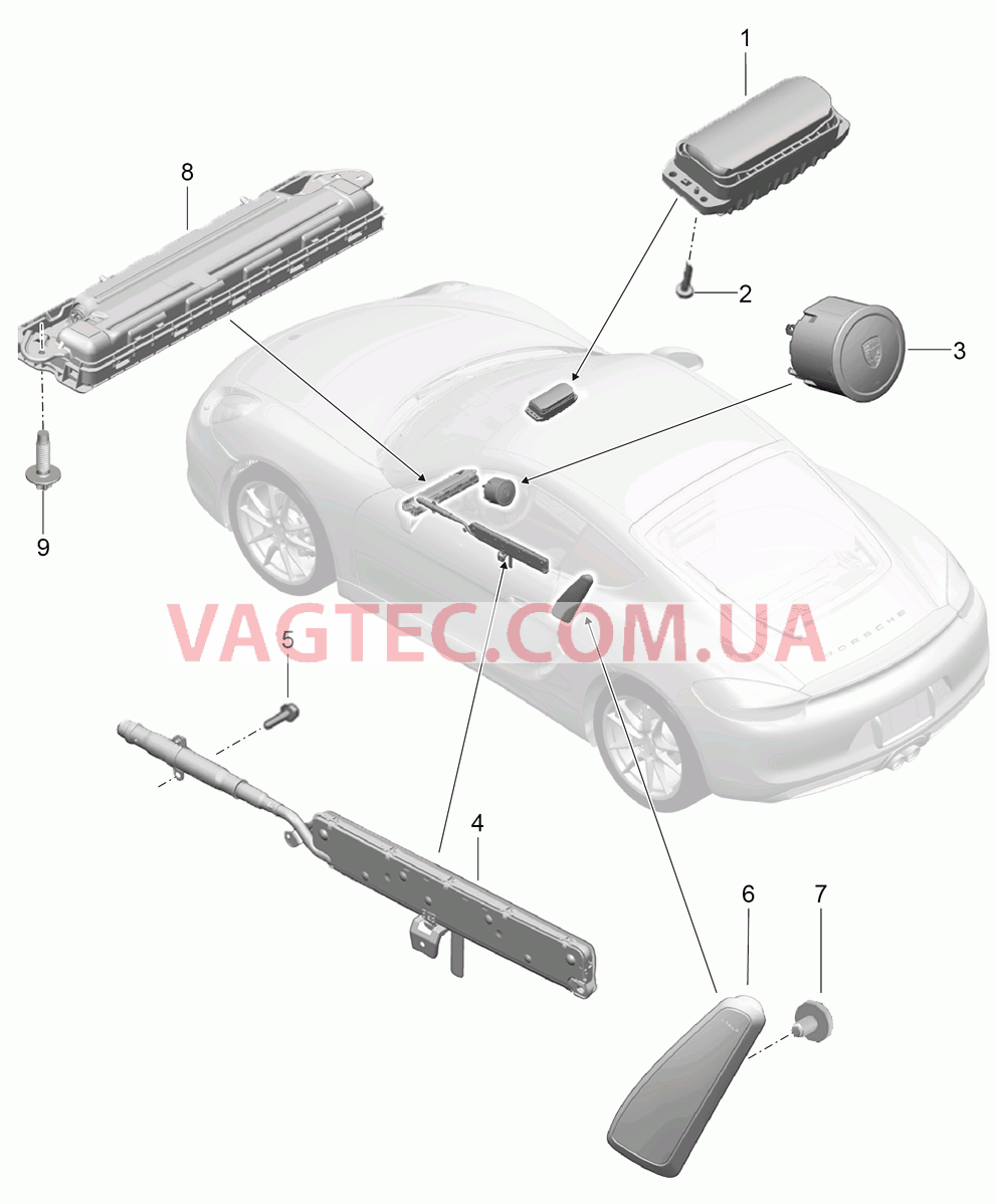 812-050 Подушка безопасности для PORSCHE Cayman 2014-2016USA