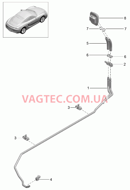 813-000 Обогрев, Подводящий трубопровод, Обратная магистраль для PORSCHE Cayman 2014-2016