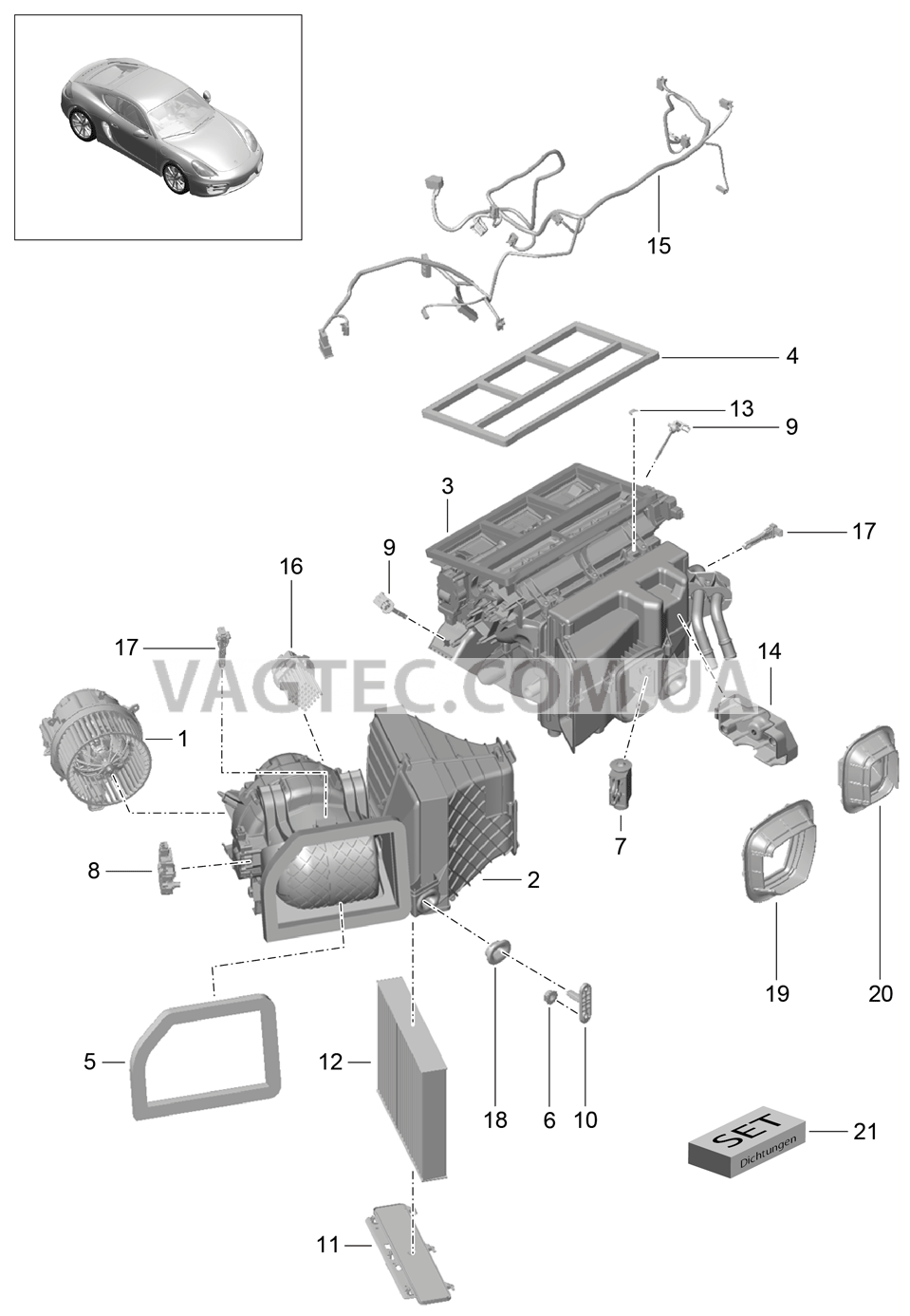 813-010 Кондиционер, и, Отдельные детали для PORSCHE Cayman 2014-2016