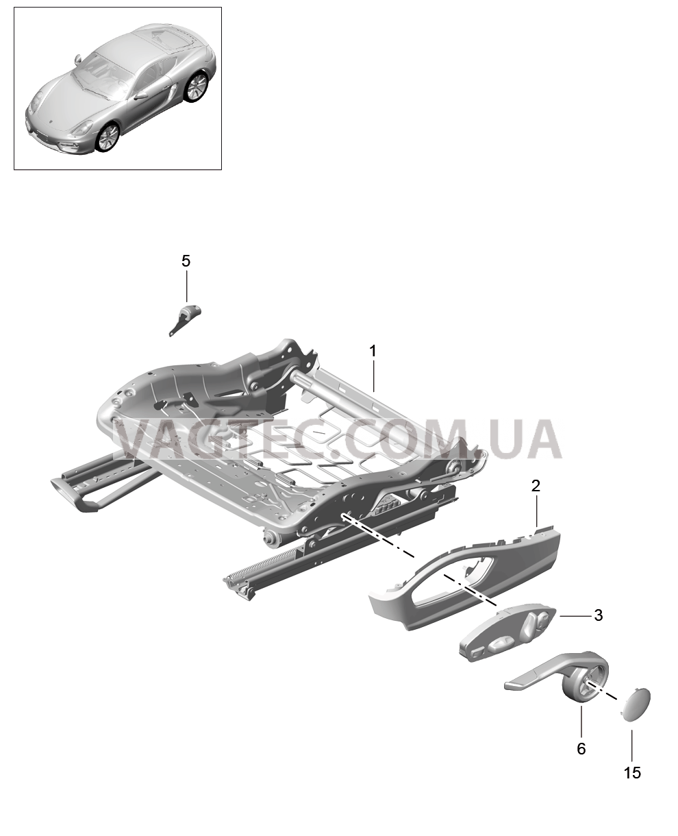 817-008 Регулятор сиденья, Спортивное сиденье, Детали для PORSCHE Cayman 2014-2016