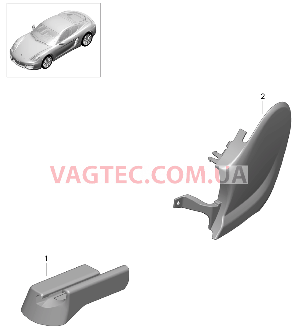 817-015 Спортивное сиденье PLUS, полный, Не поставляется, Панель, Предохранит.направляющ., Переднее сиденье для PORSCHE Cayman 2014-2016