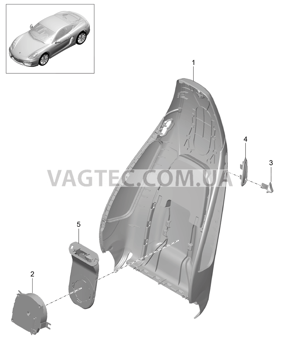 817-019 Каркас спинки, Спортивное сиденье PLUS, Детали для PORSCHE Cayman 2014-2016