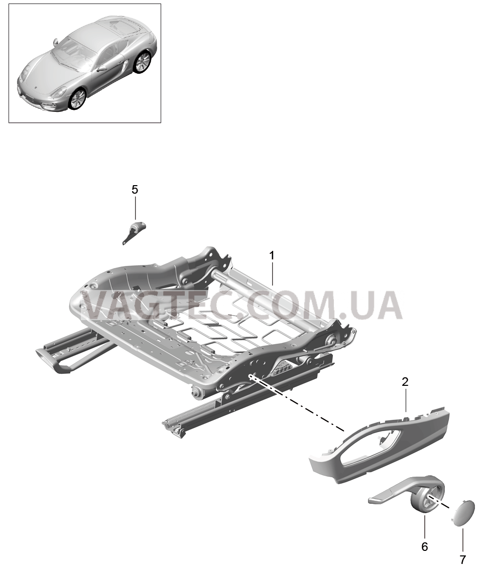 817-023 Регулятор сиденья, Спортивное сиденье PLUS, Детали для PORSCHE Cayman 2014-2016