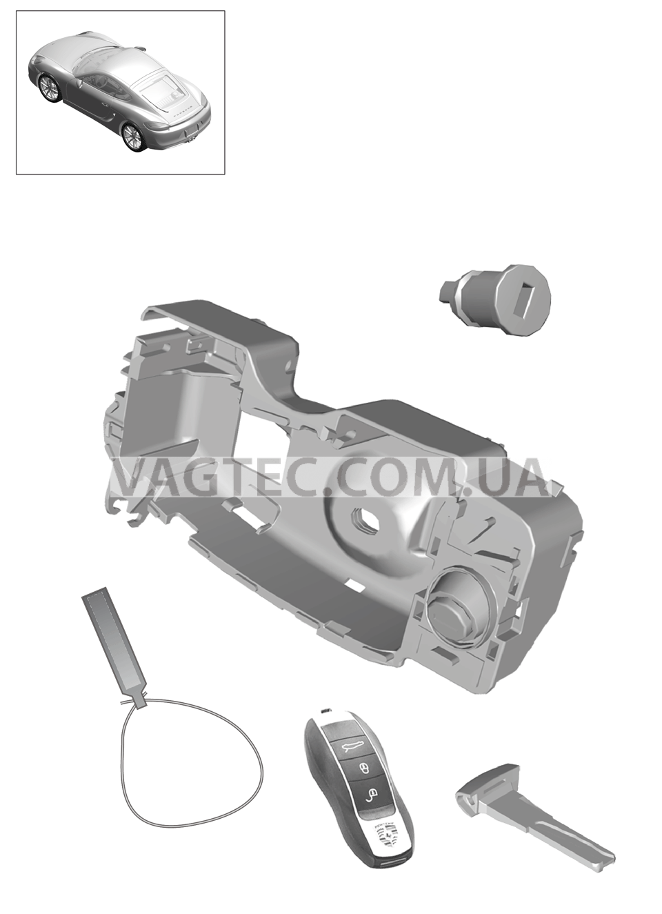 898-000 Ремкомплект, Набор замков для PORSCHE Cayman 2014-2016USA