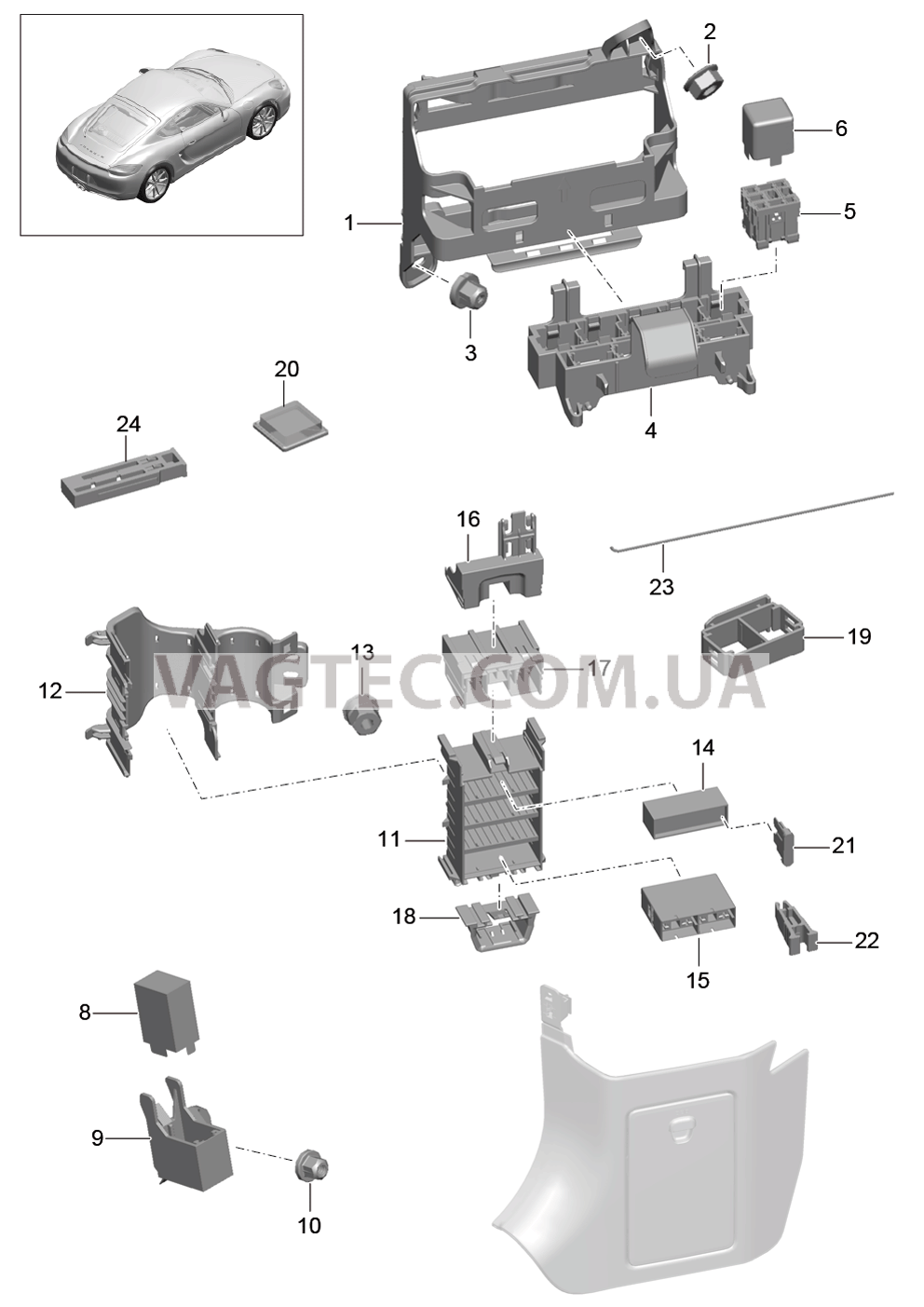 902-000 Блок упр. бортовой сети, Панель приборов для PORSCHE Cayman 2014-2016USA