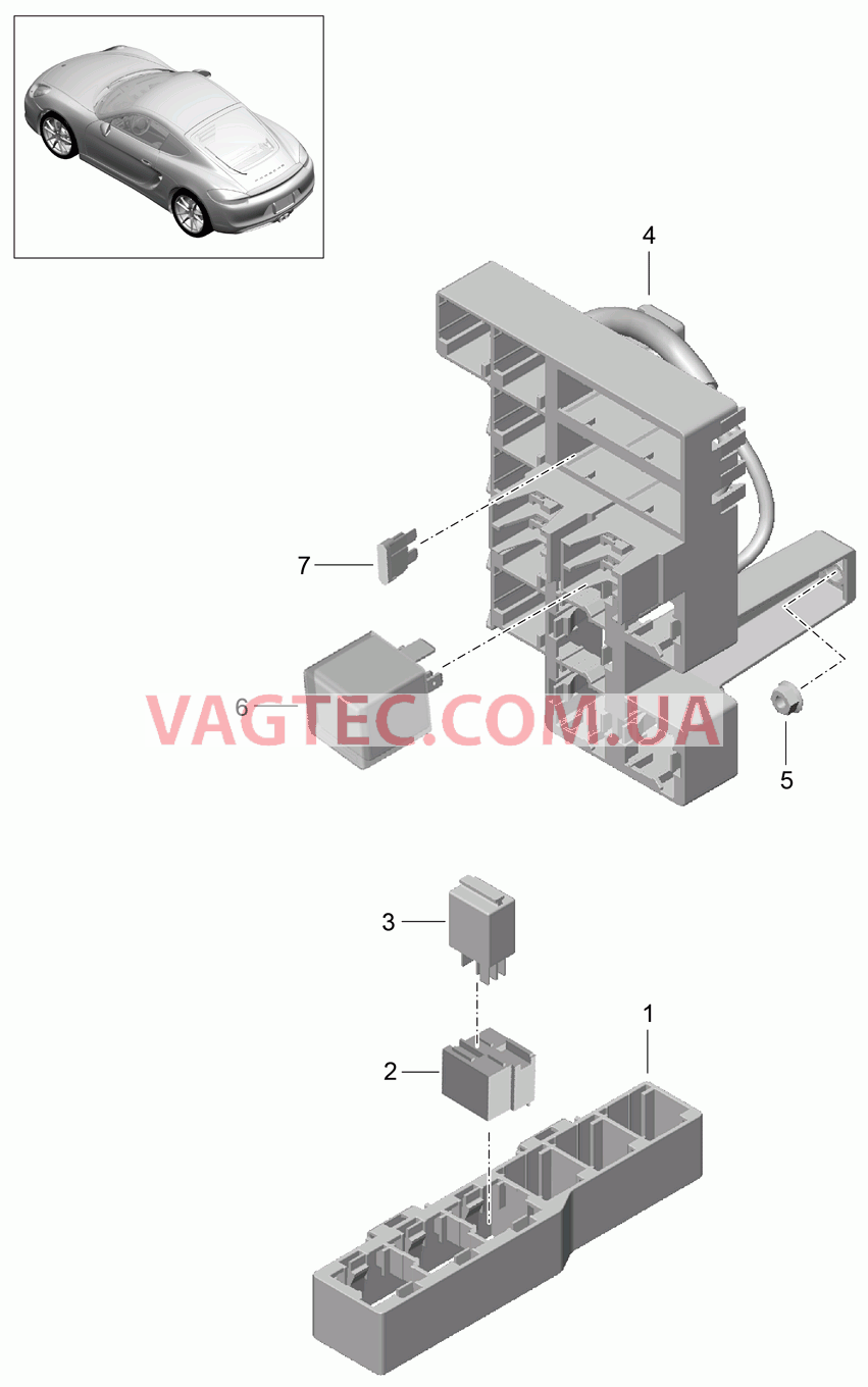 902-001 Блок упр. бортовой сети, Багажный отсек, задний для PORSCHE Cayman 2014-2016USA