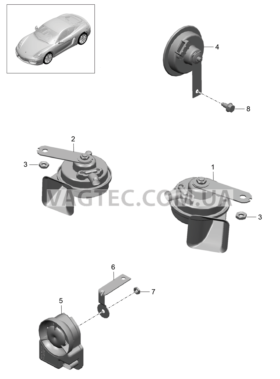 903-000 Звуков.сигнал, Звуковой сигнал для PORSCHE Cayman 2014-2016USA