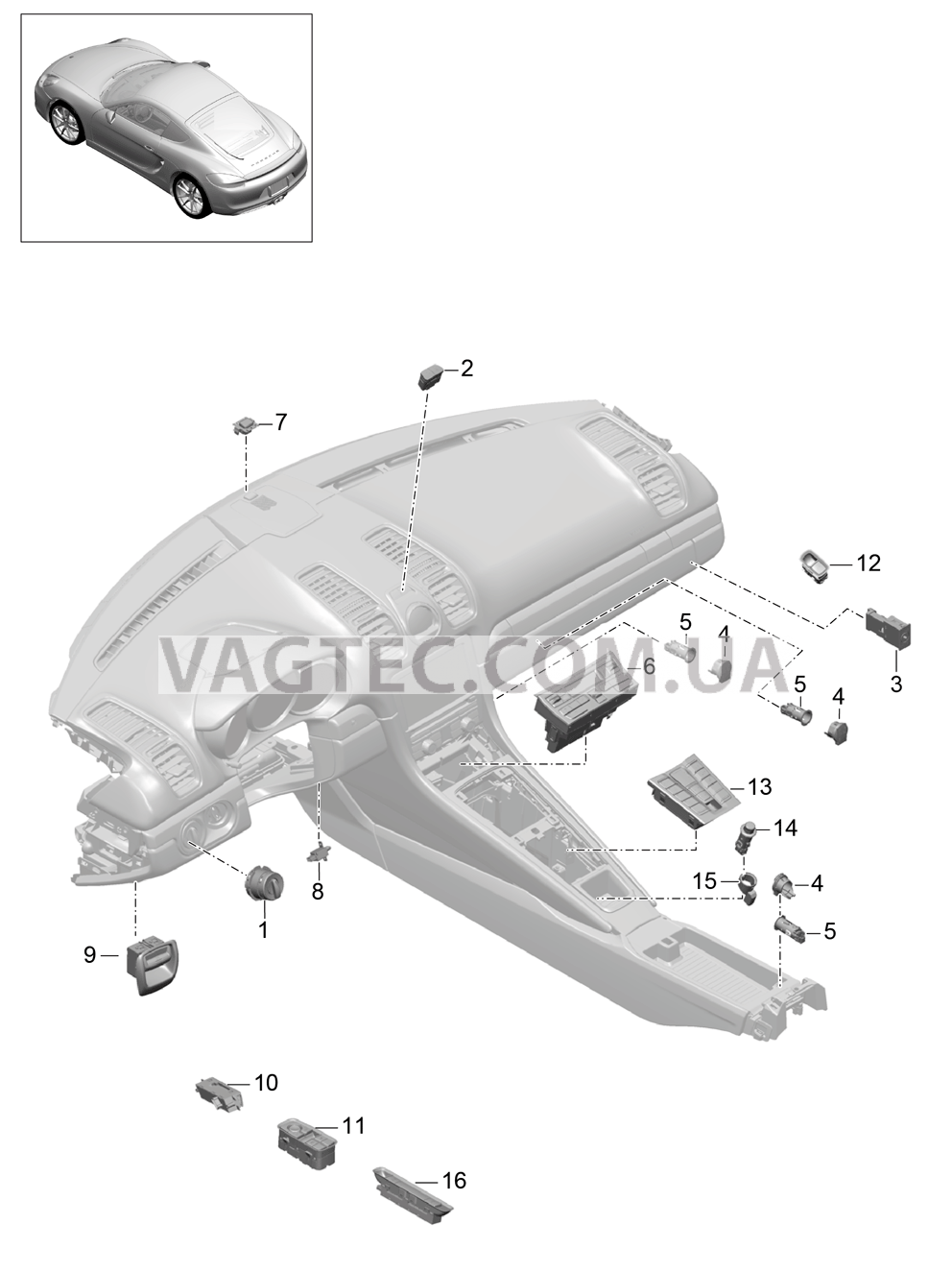 903-005 Выключатель, Панель управления, Кондиционер для PORSCHE Cayman 2014-2016USA