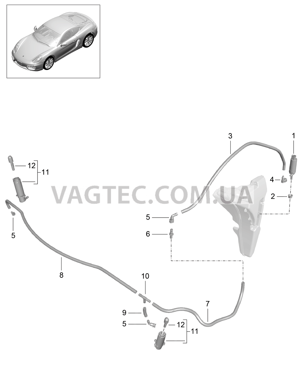 904-020 Система очистки фар
						
						I288 для PORSCHE Cayman 2014-2016USA