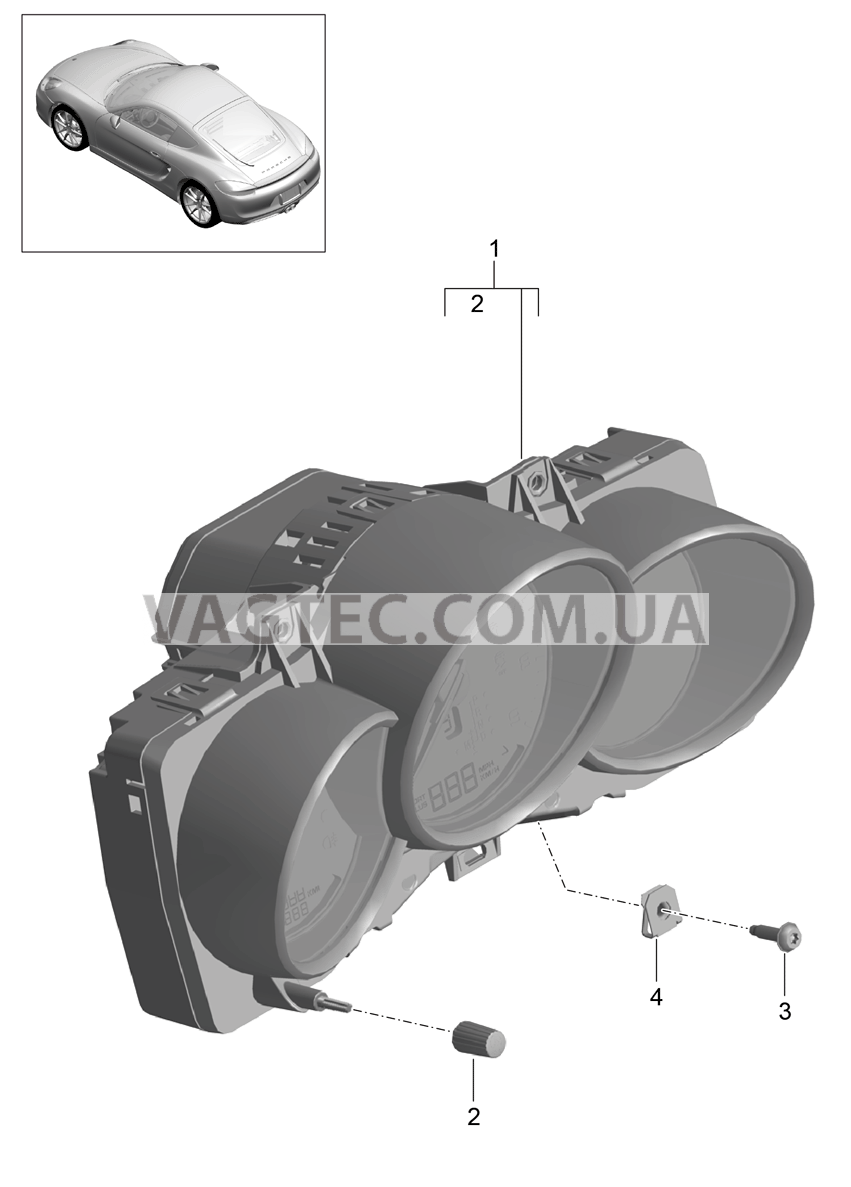 906-001 Инструменты, Циферблат, цветной для PORSCHE Cayman 2014-2016USA