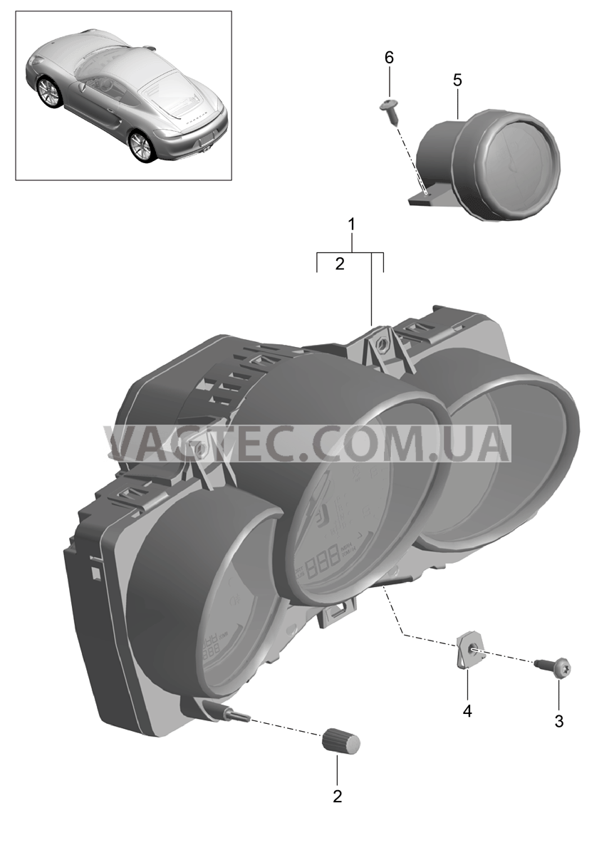 906-000 Инструменты, Секундомер для PORSCHE Cayman 2014-2016